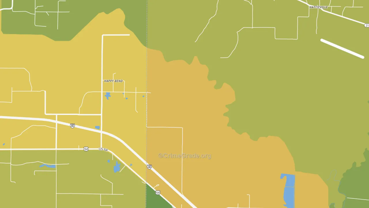 Happy Bend, AR Map of Vehicle Theft Rates