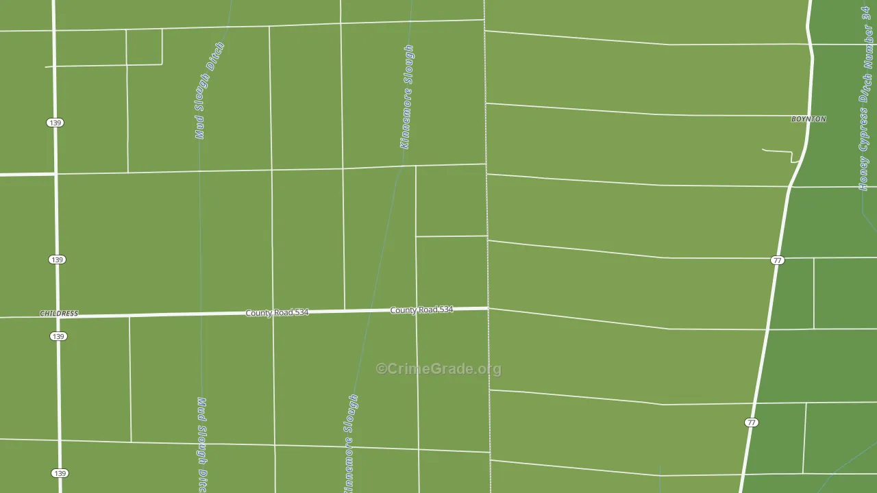 Happy Corners, AR Map of Vehicle Theft Rates