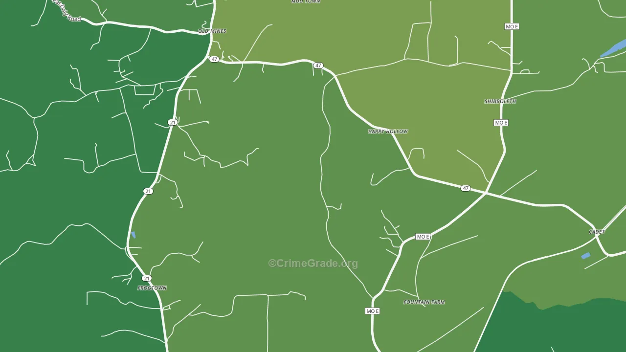 Happy Hollow, MO Map of Vehicle Theft Rates