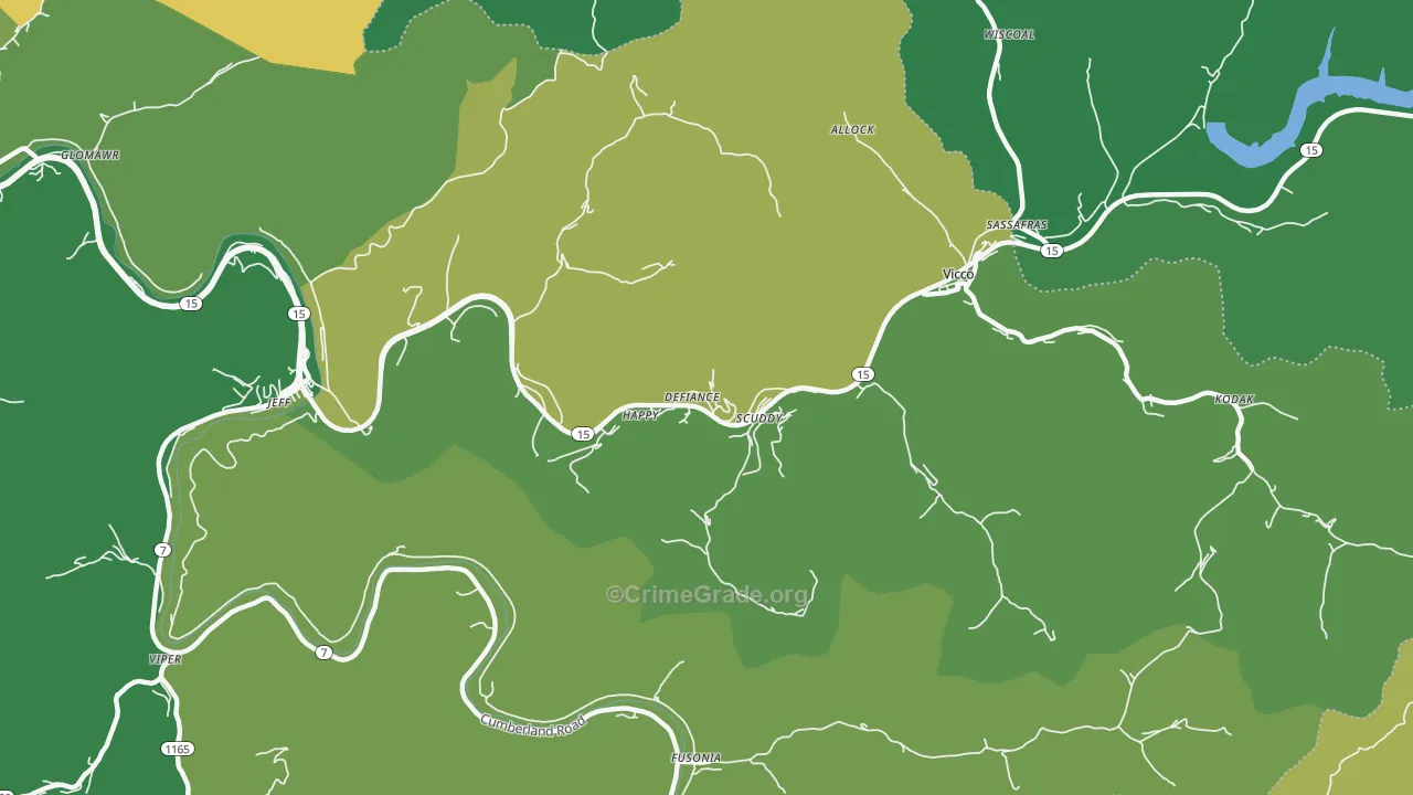 Happy, KY Map of Vehicle Theft Rates