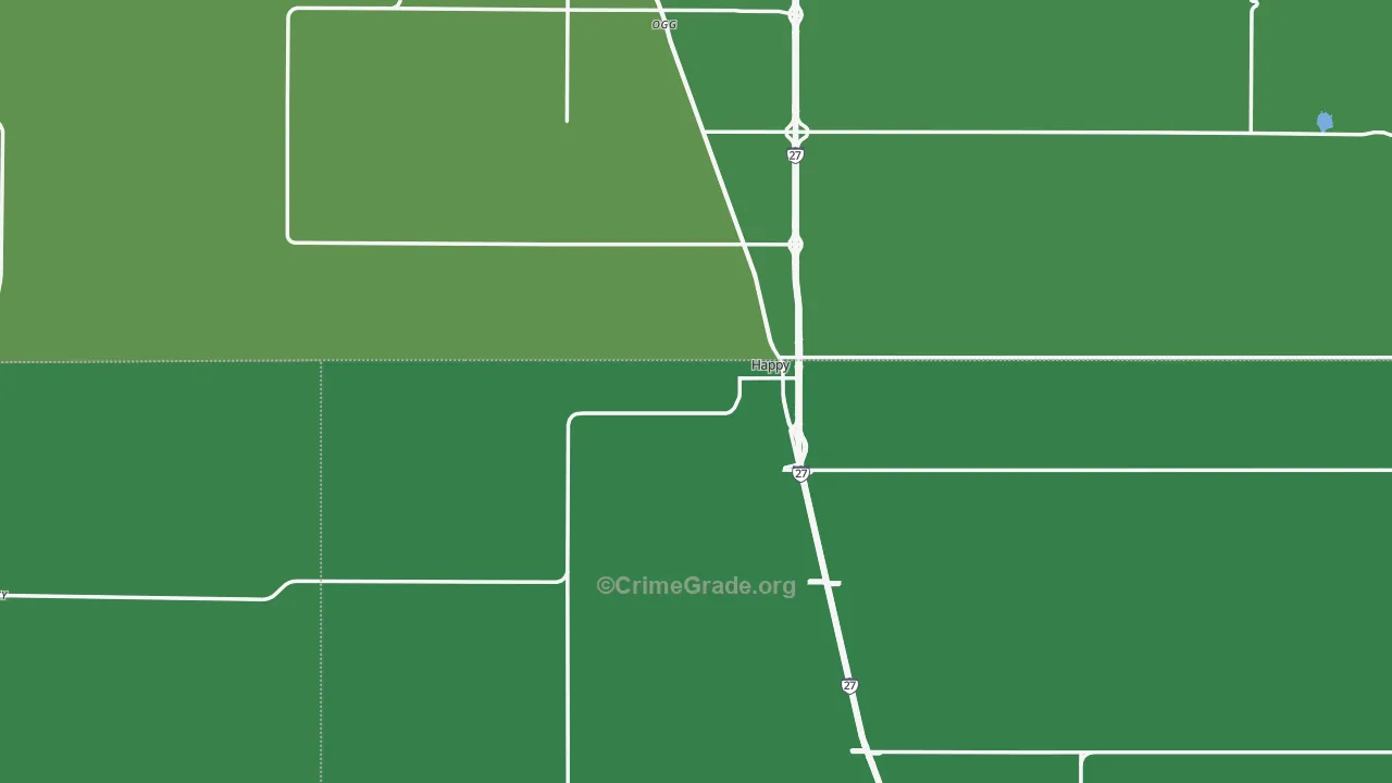 Happy, TX Map of Vehicle Theft Rates