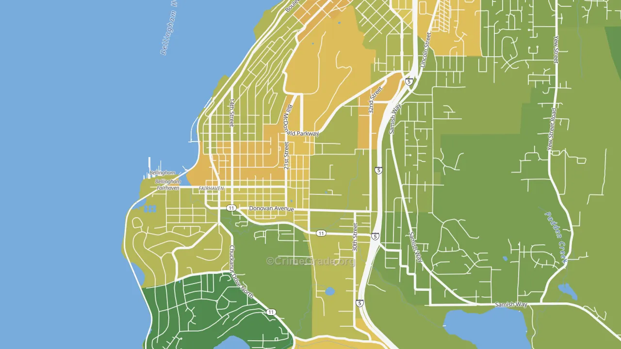 Happy Valley, Bellingham, WA Map of Vehicle Theft Rates
