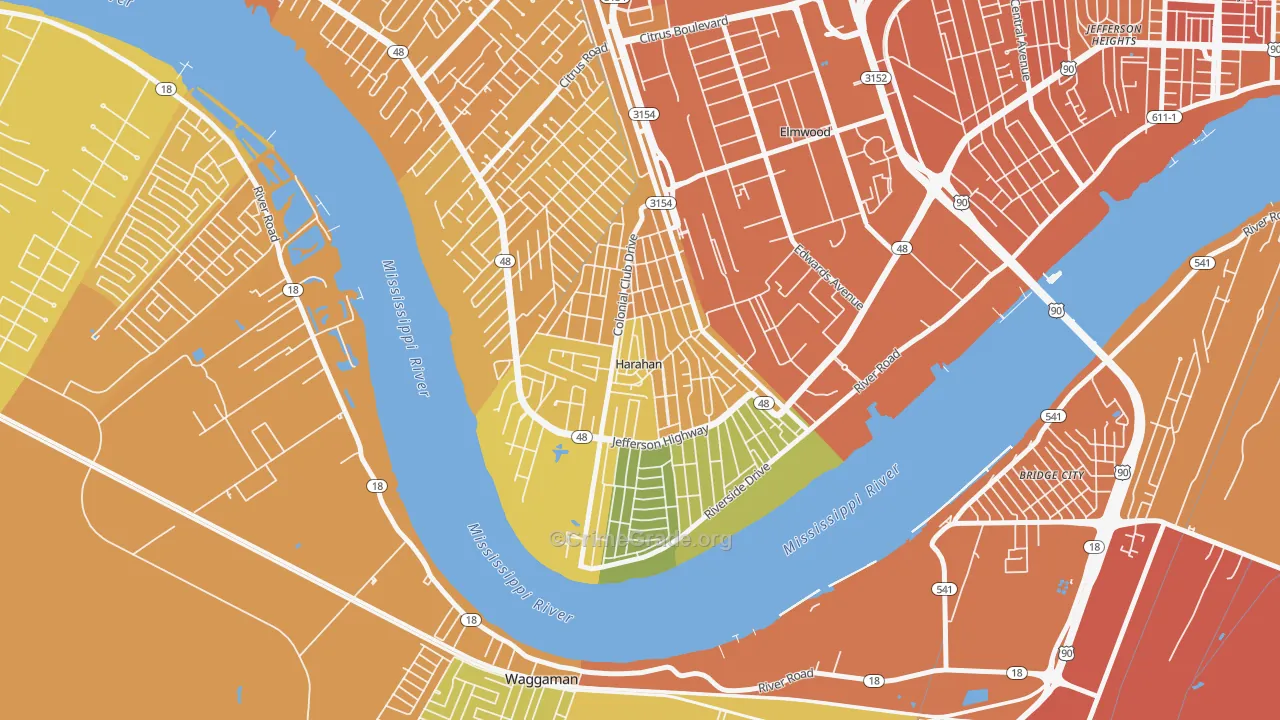 Harahan, LA Map of Vehicle Theft Rates