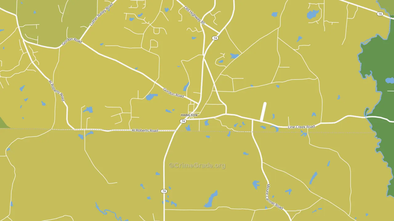 Haralson, GA Map of Vehicle Theft Rates