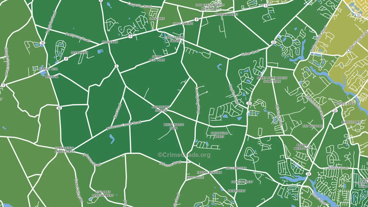 Harbeson, DE Map of Vehicle Theft Rates