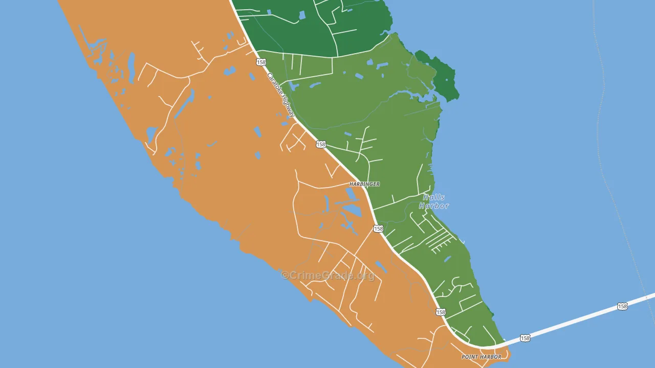 Harbinger, NC Map of Vehicle Theft Rates