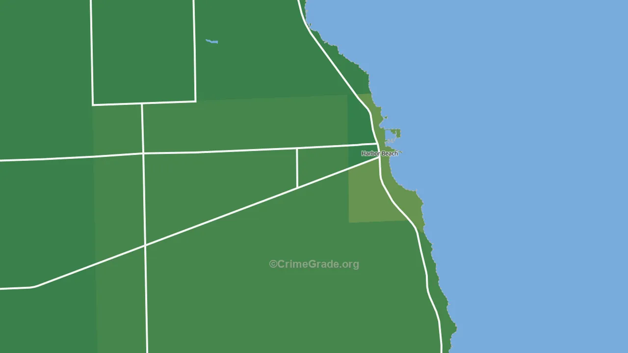 Harbor Beach, MI Map of Vehicle Theft Rates