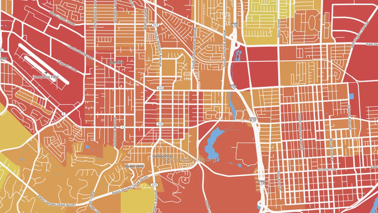 Harbor City, CA Map of Vehicle Theft Rates