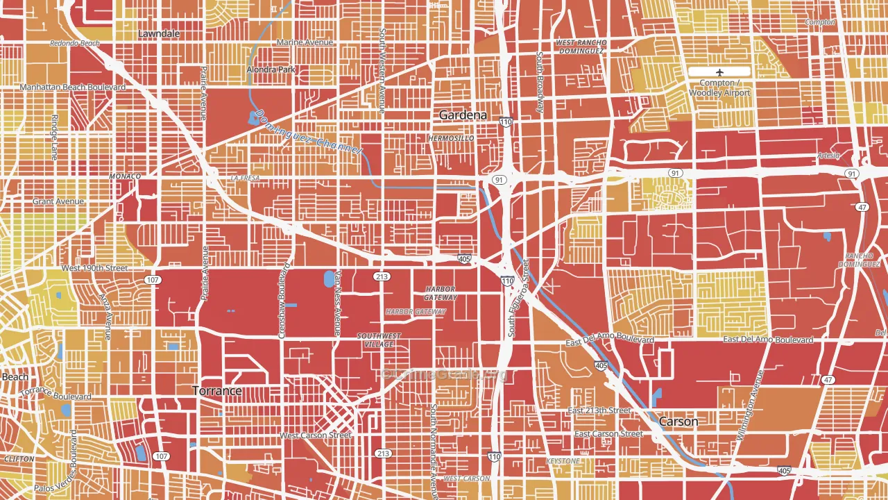 Harbor Gateway, Torrance, CA Map of Vehicle Theft Rates