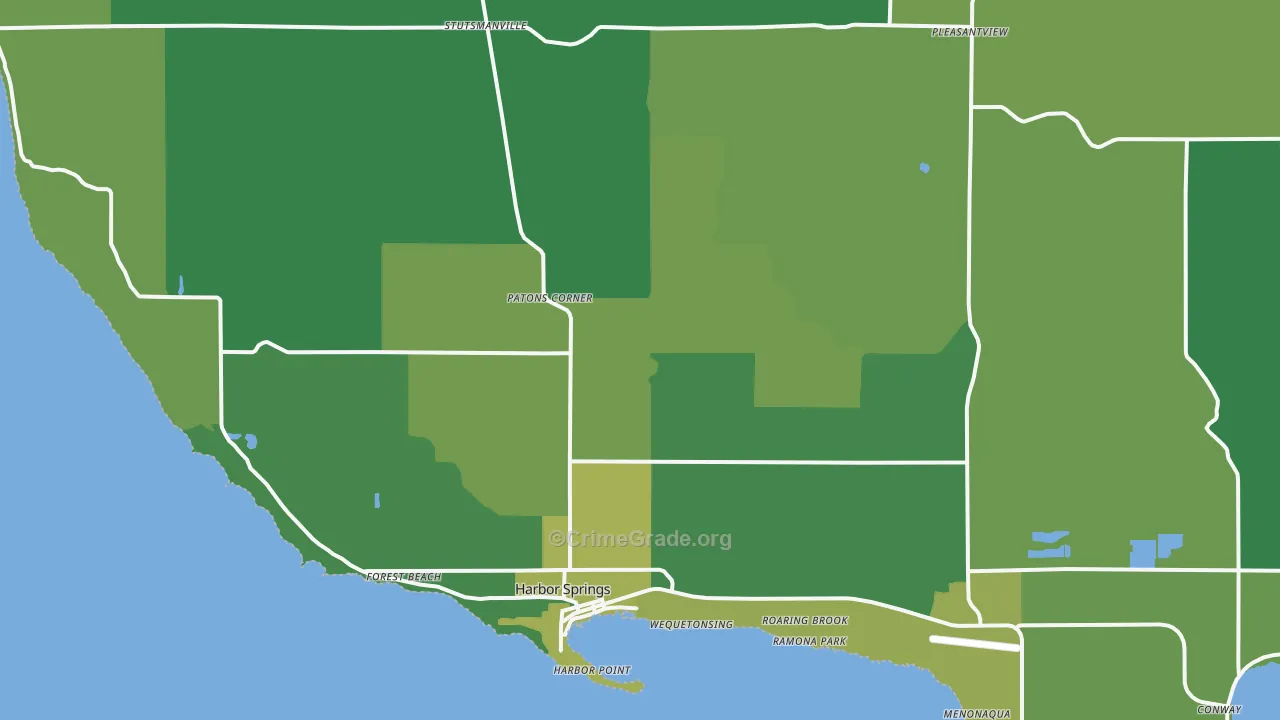 Harbor Springs, MI Map of Vehicle Theft Rates