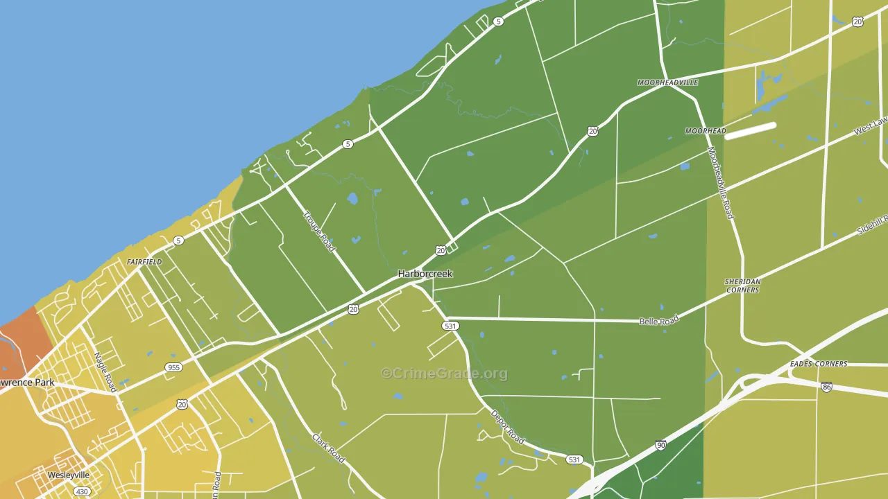 Harborcreek, PA Map of Vehicle Theft Rates