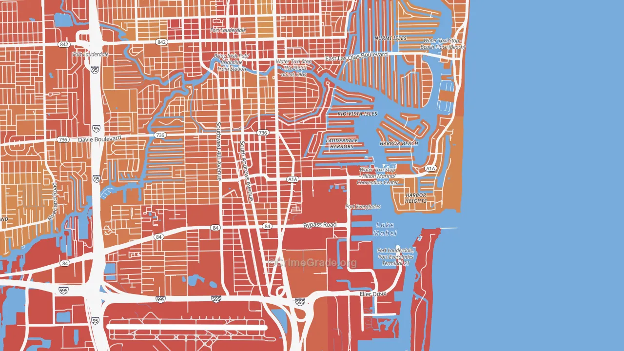 Harbordale, Fort Lauderdale, FL Map of Vehicle Theft Rates