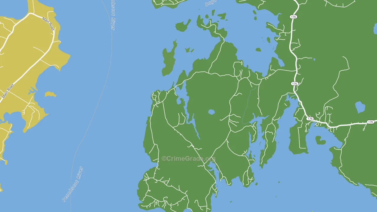 Harborside, ME Map of Vehicle Theft Rates