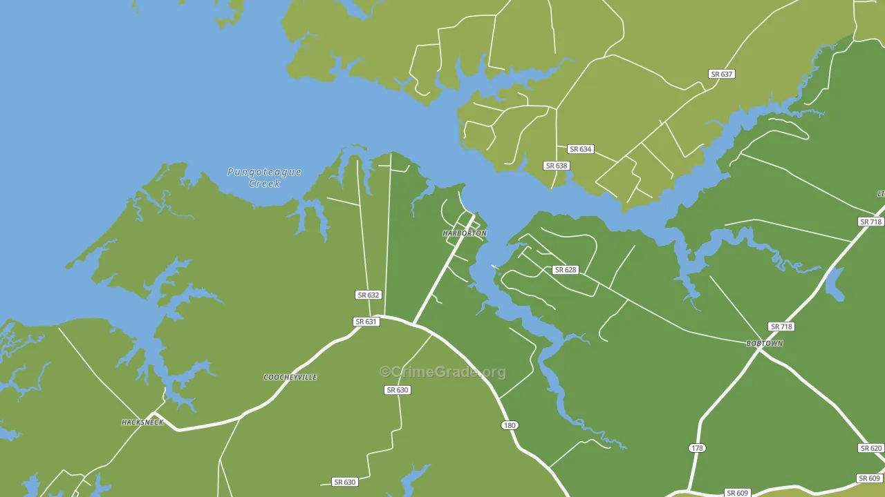 Harborton, VA Map of Vehicle Theft Rates