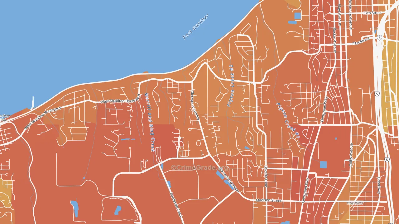 Harborview-Seahurst-Glenhaven, Everett, WA Map of Vehicle Theft Rates