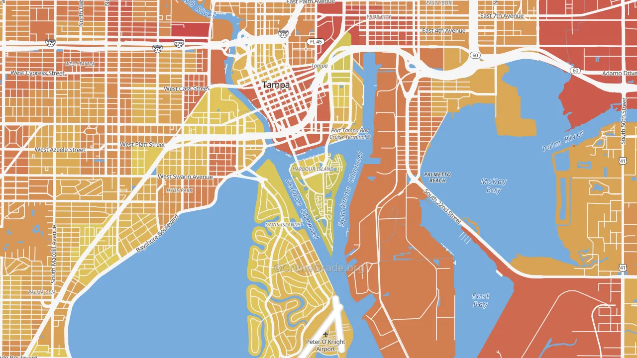 Harbour Island, Tampa, FL Map of Vehicle Theft Rates