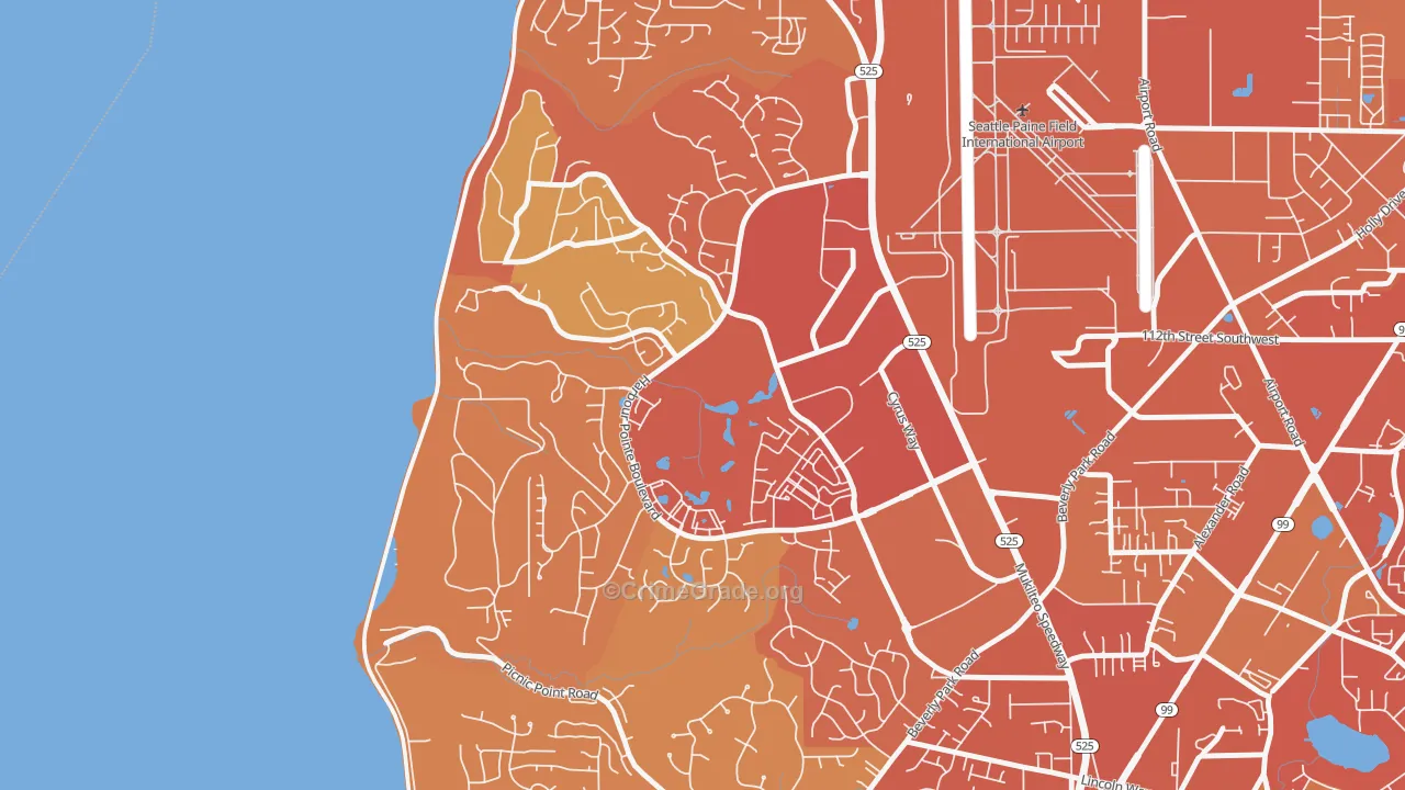 Harbour Pointe, Mukilteo, WA Map of Vehicle Theft Rates