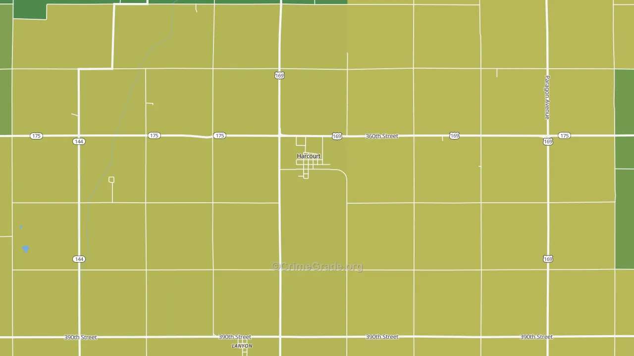 Harcourt, IA Map of Vehicle Theft Rates