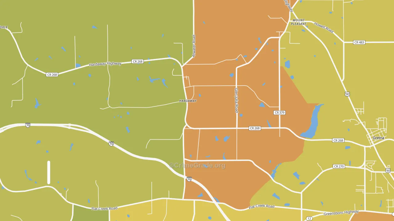 Hardaway, FL Map of Vehicle Theft Rates
