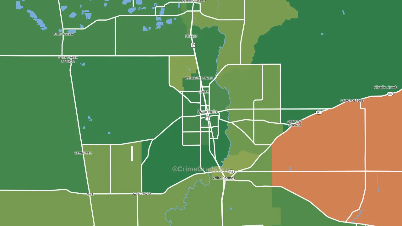Hardee County, FL Map of Vehicle Theft Rates