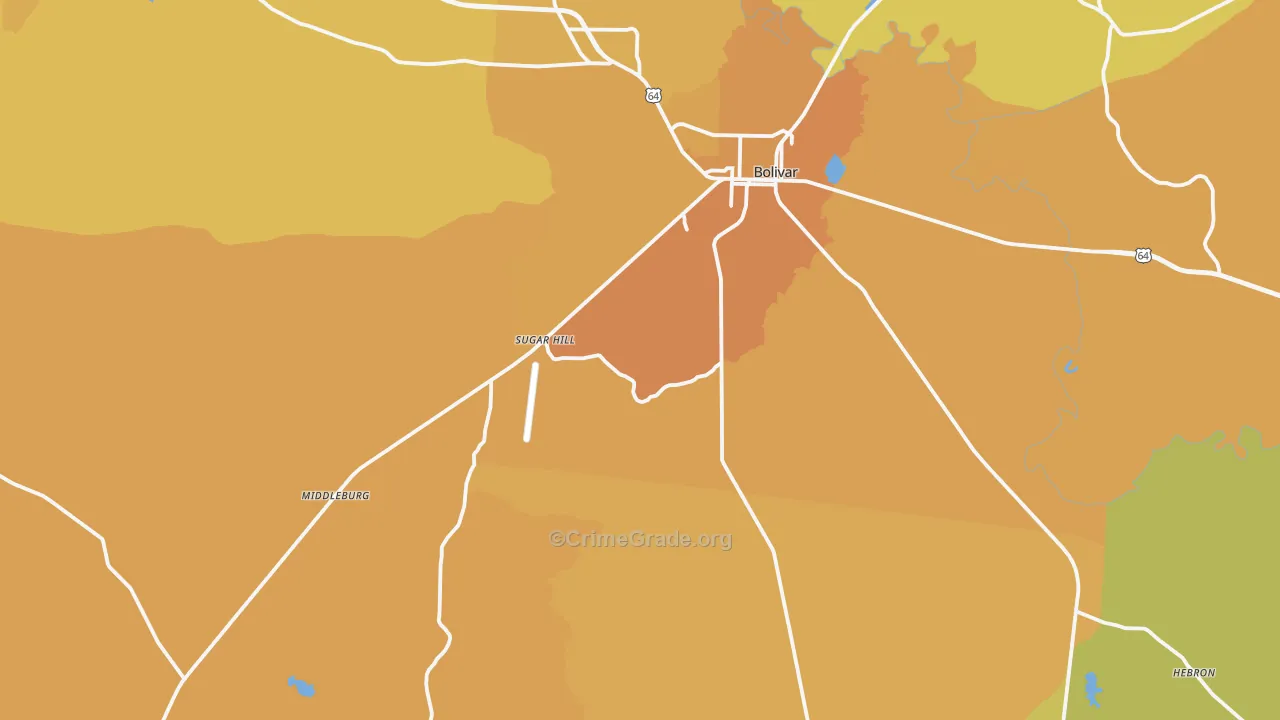 Hardeman County, TN Map of Vehicle Theft Rates