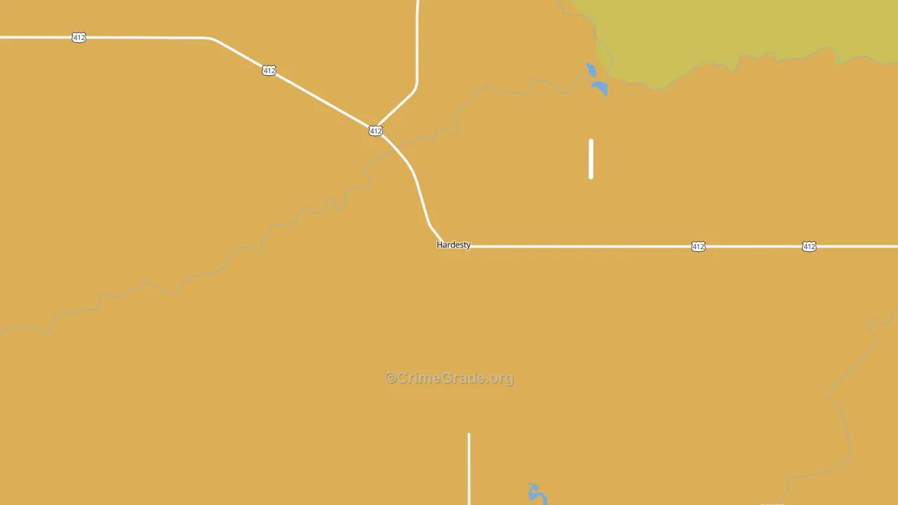 Hardesty, OK Map of Vehicle Theft Rates