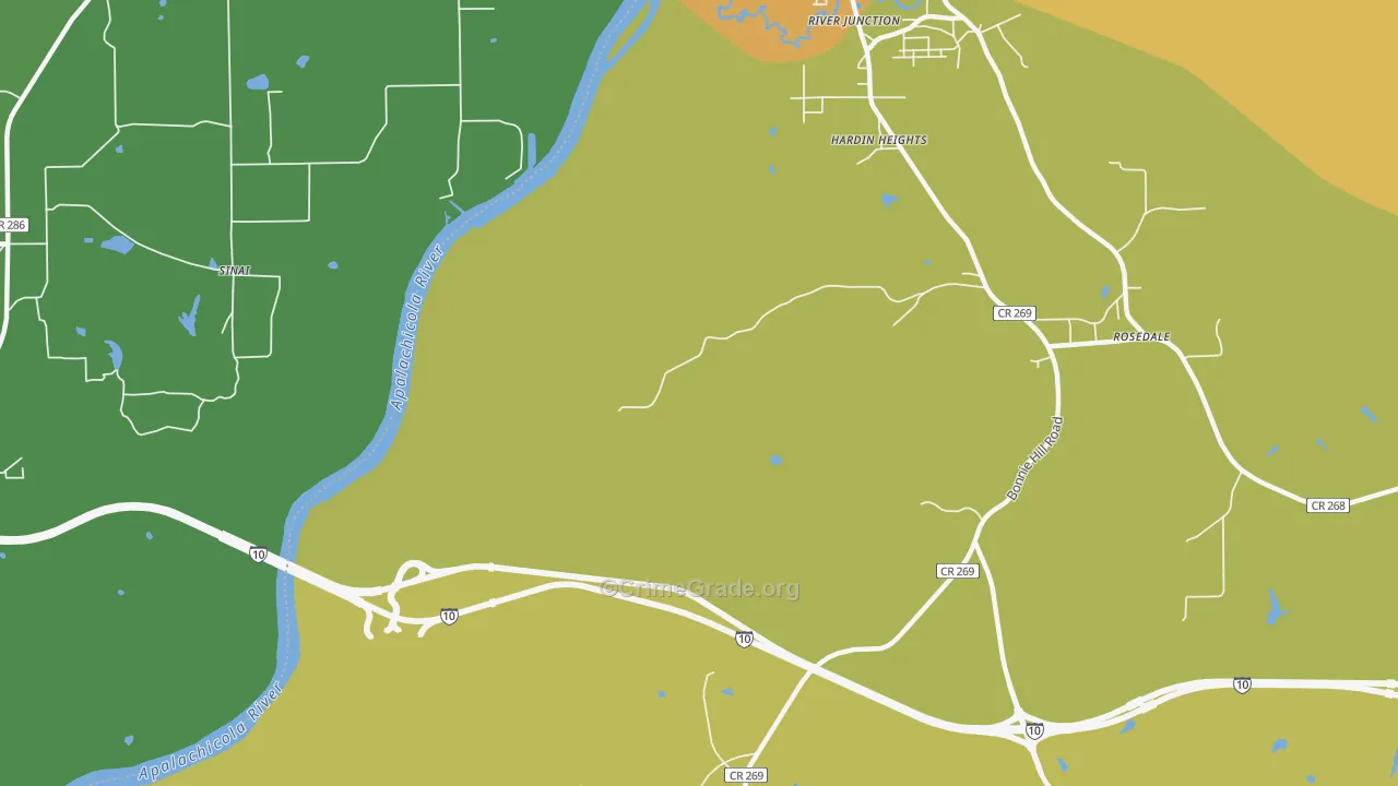 Hardin Heights, FL Map of Vehicle Theft Rates