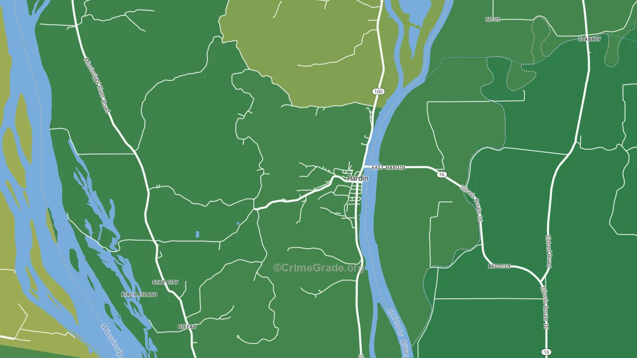 Hardin, IL Map of Vehicle Theft Rates