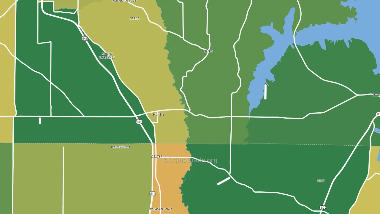 Hardin, KY Map of Vehicle Theft Rates