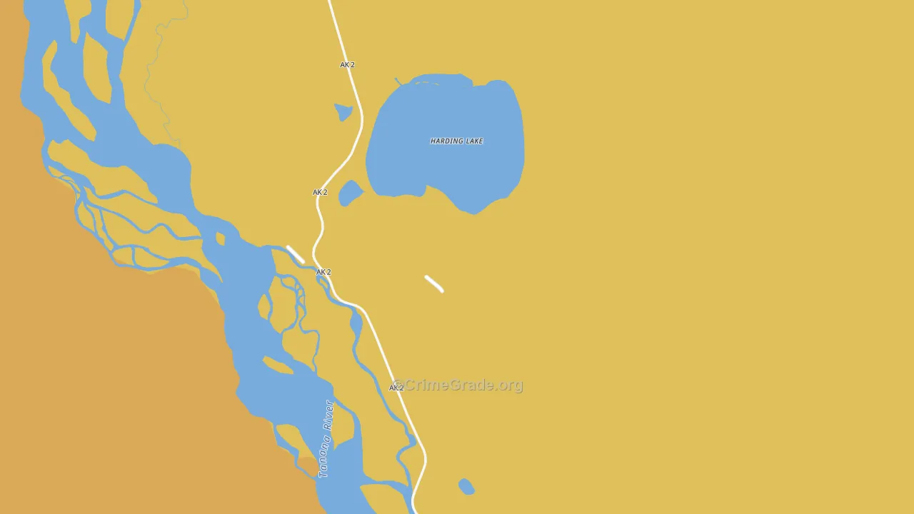 Harding-Birch Lakes, AK Map of Vehicle Theft Rates