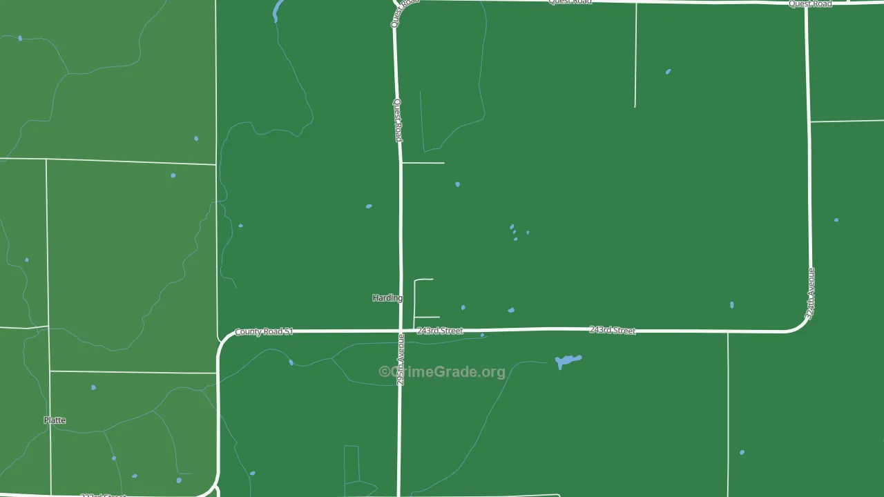 Harding, MN Map of Vehicle Theft Rates