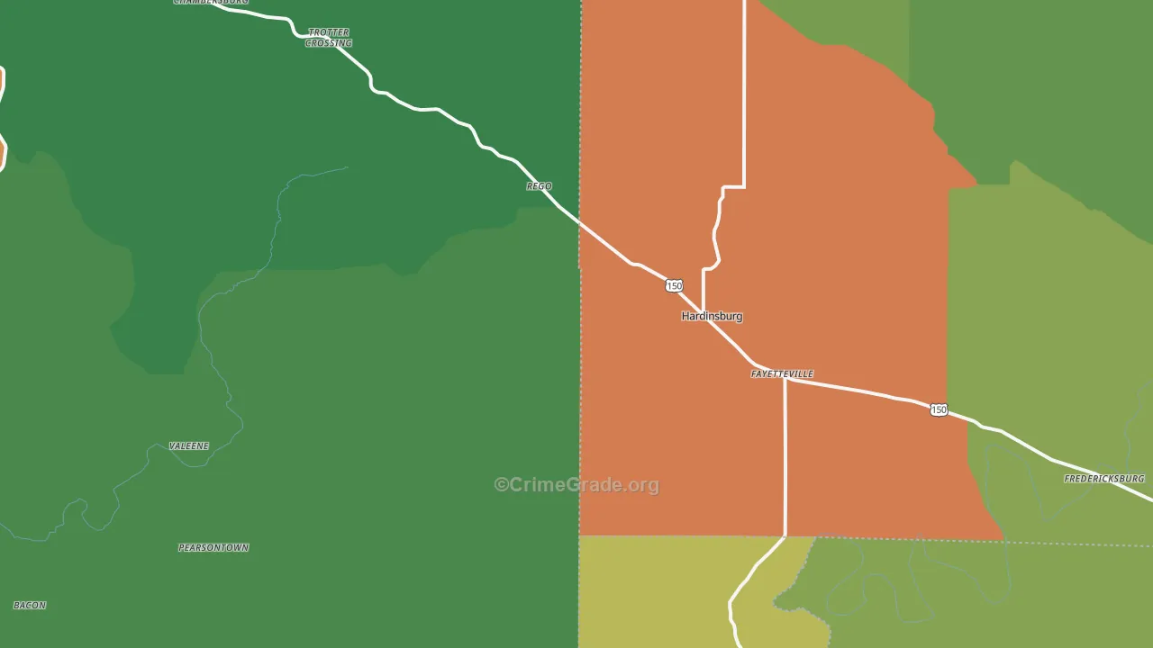 Hardinsburg, IN Map of Vehicle Theft Rates