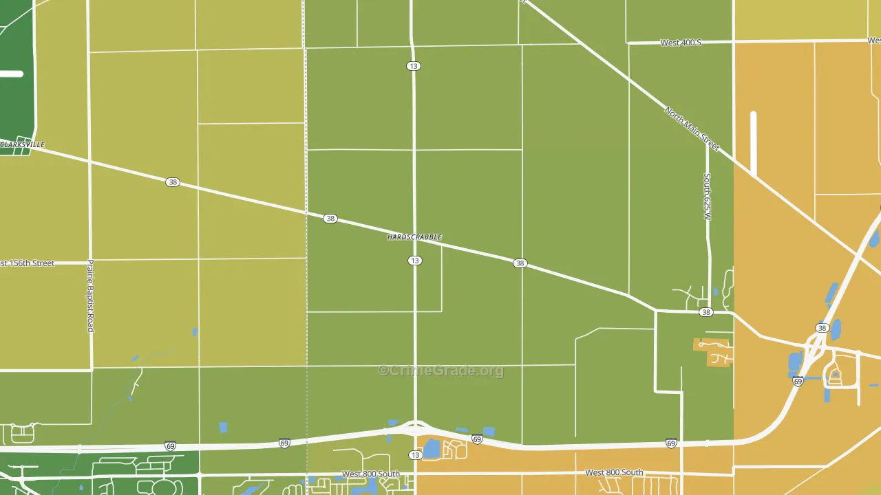 Hardscrabble, IN Map of Vehicle Theft Rates