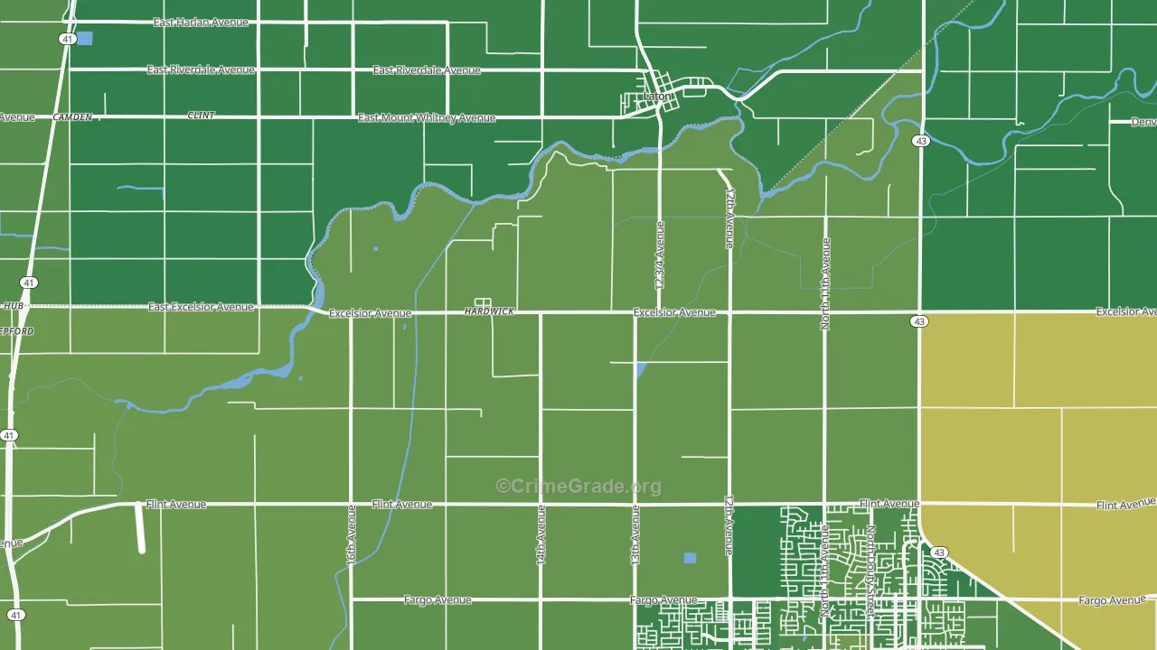 Hardwick, CA Map of Vehicle Theft Rates