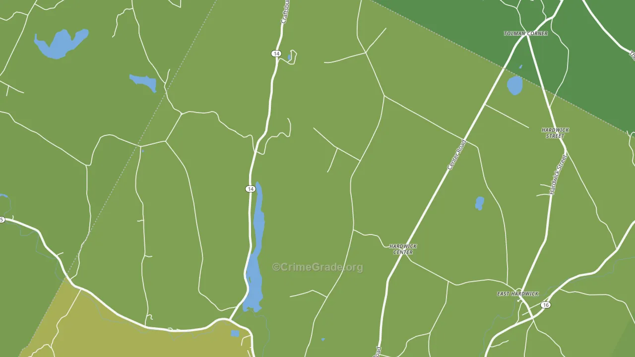 Hardwick Center, VT Map of Vehicle Theft Rates