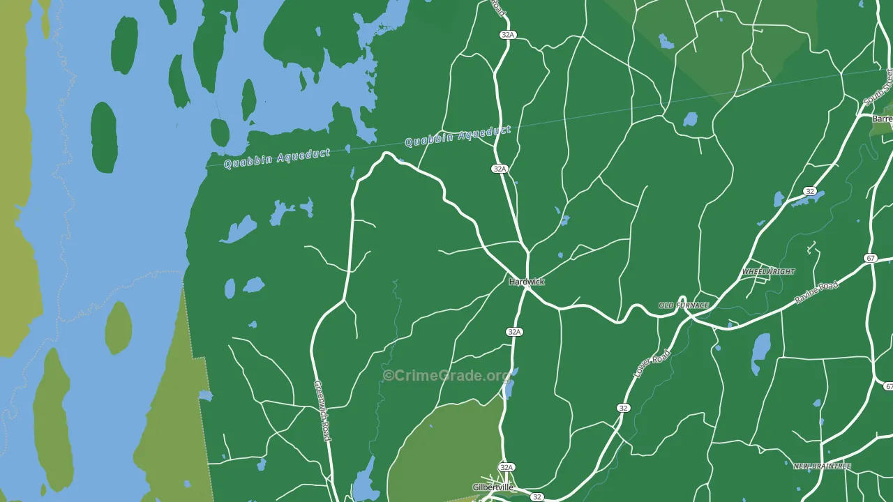 Hardwick, MA Map of Vehicle Theft Rates