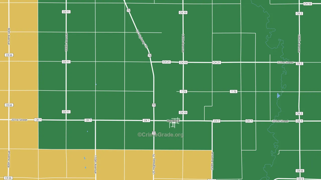 Hardwick, MN Map of Vehicle Theft Rates