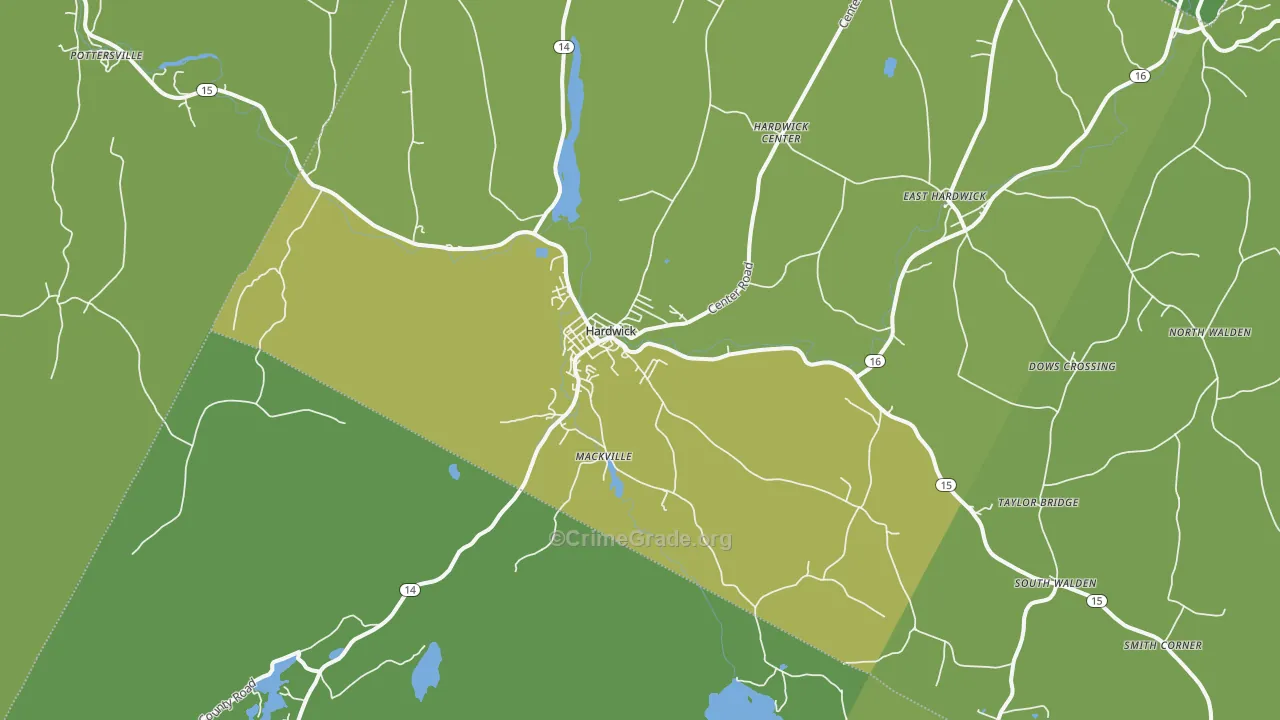 Hardwick, VT Map of Vehicle Theft Rates
