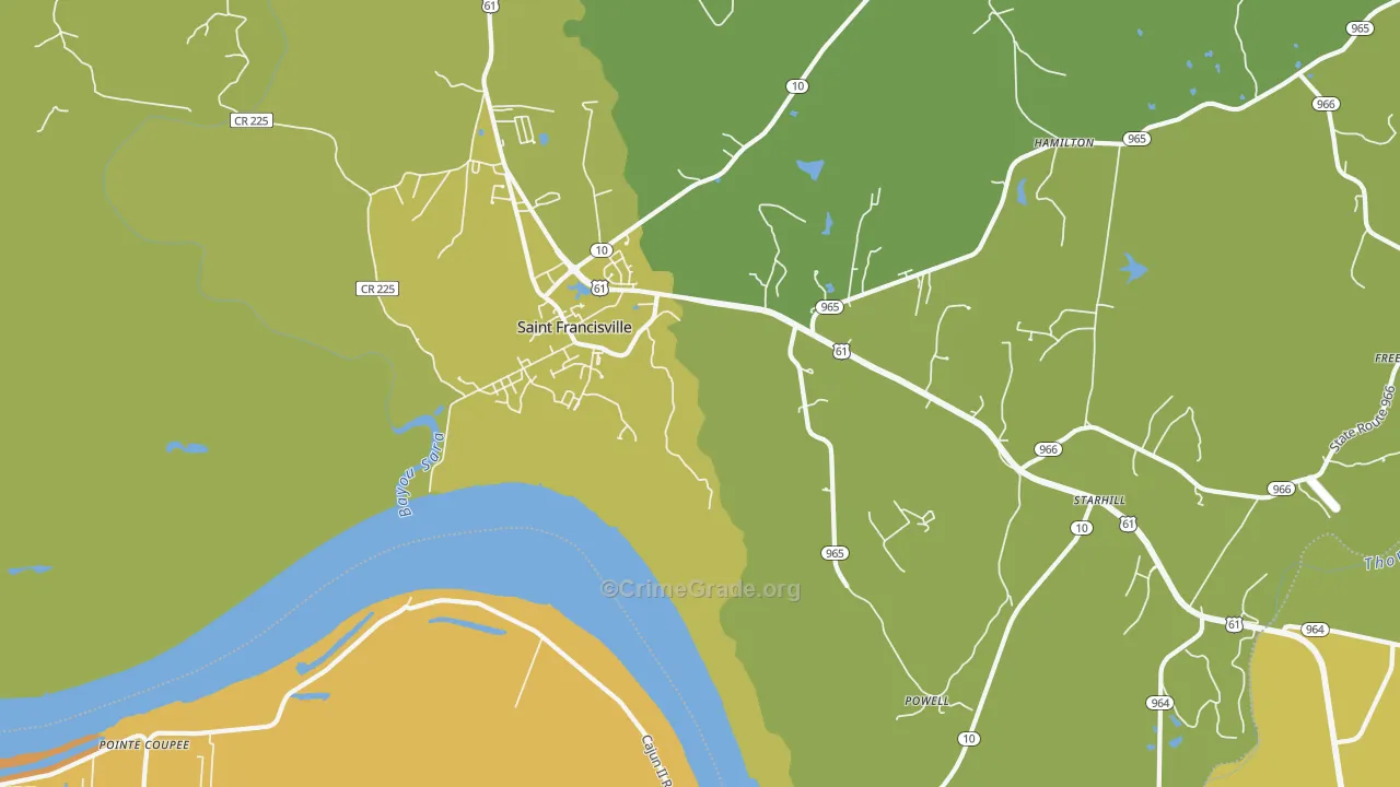 Hardwood, LA Map of Vehicle Theft Rates