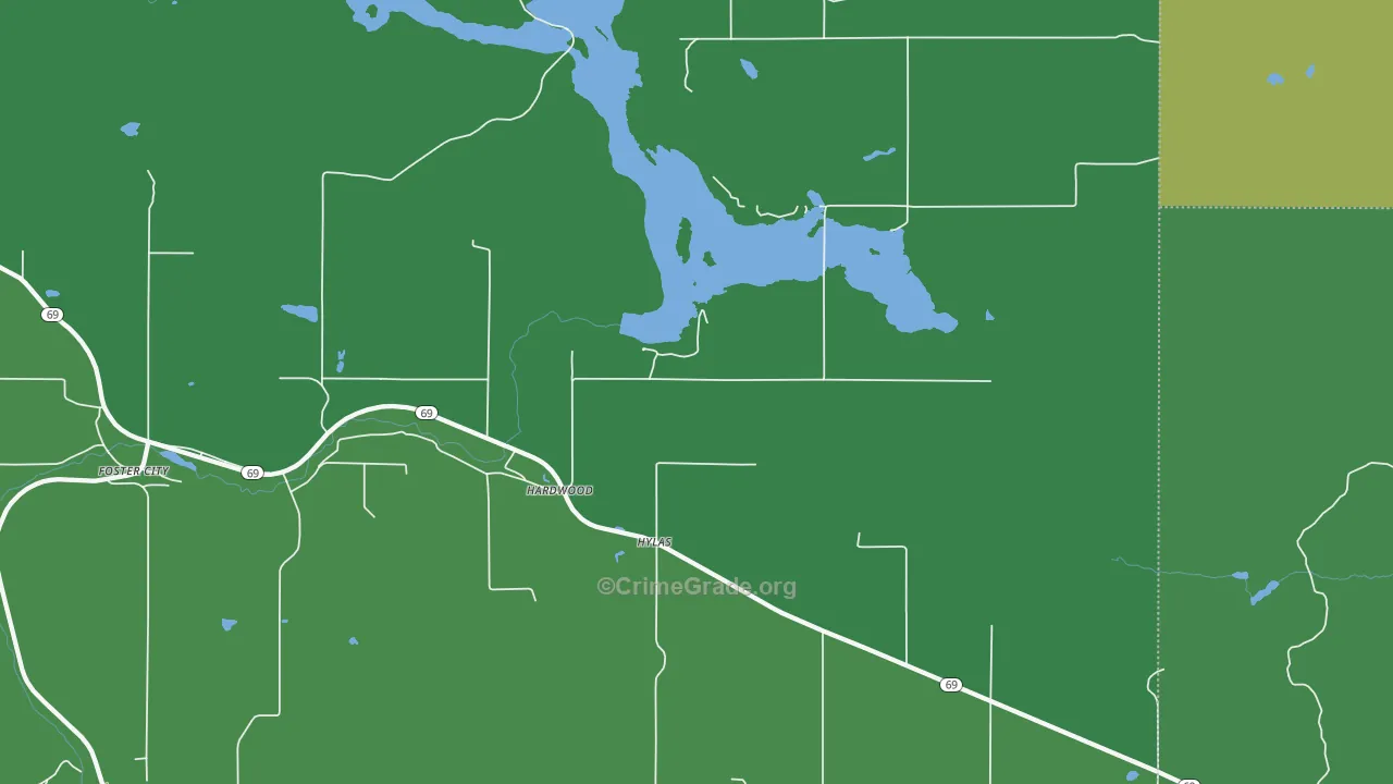 Hardwood, MI Map of Vehicle Theft Rates