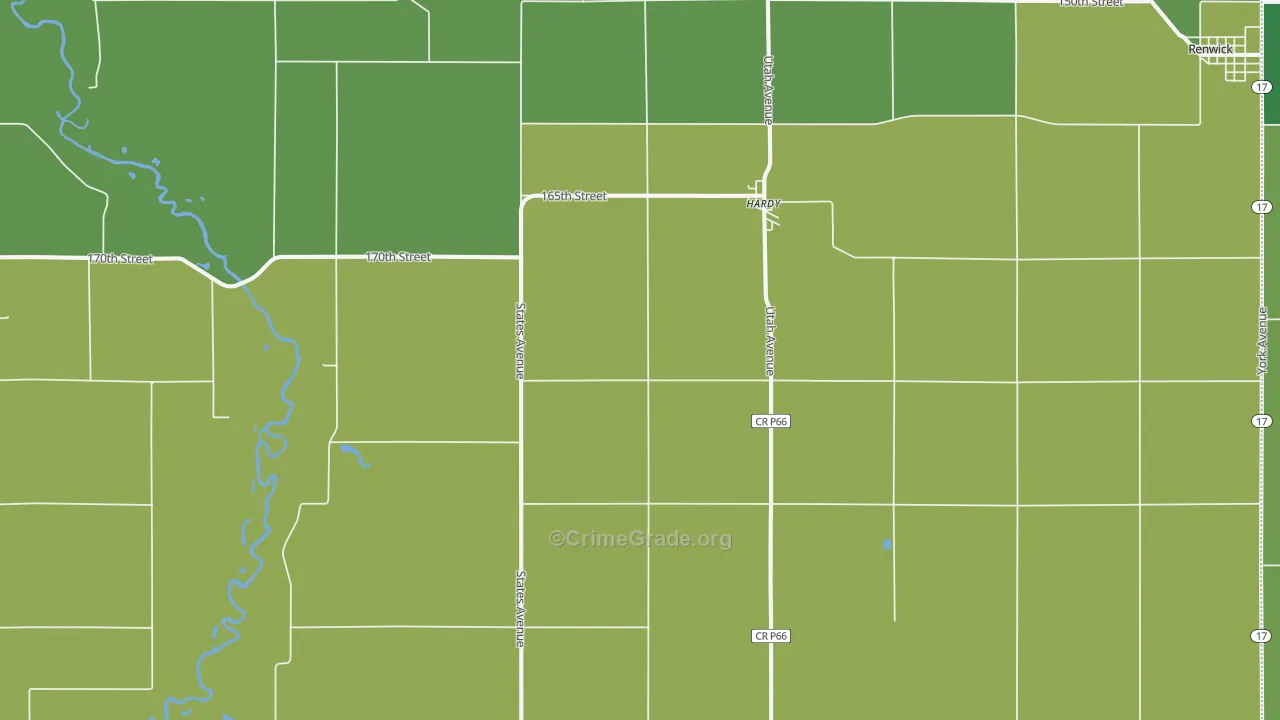 Hardy, IA Map of Vehicle Theft Rates