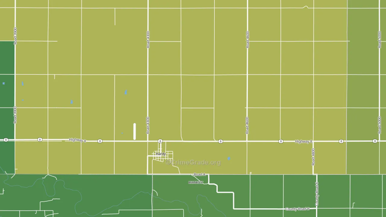 Hardy, NE Map of Vehicle Theft Rates