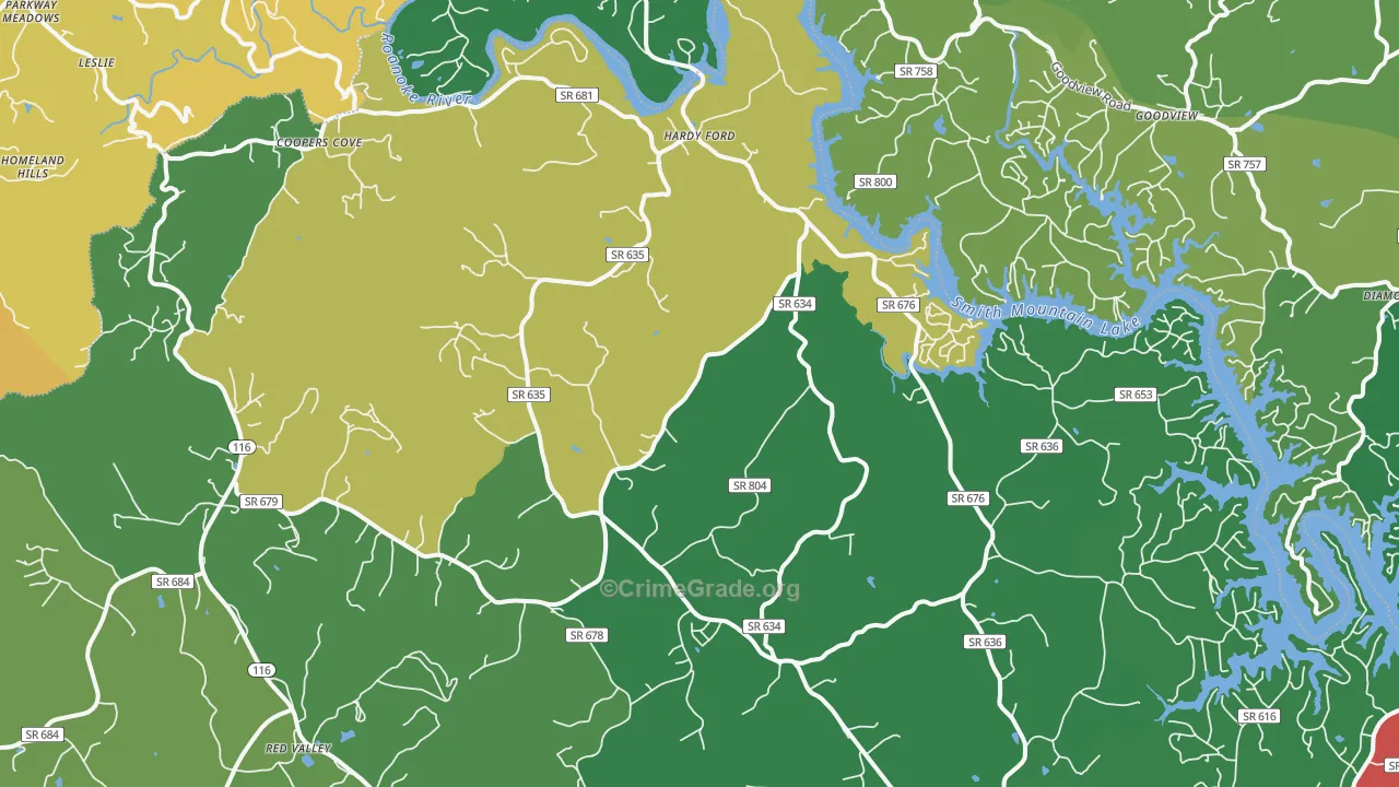 Hardy, VA Map of Vehicle Theft Rates