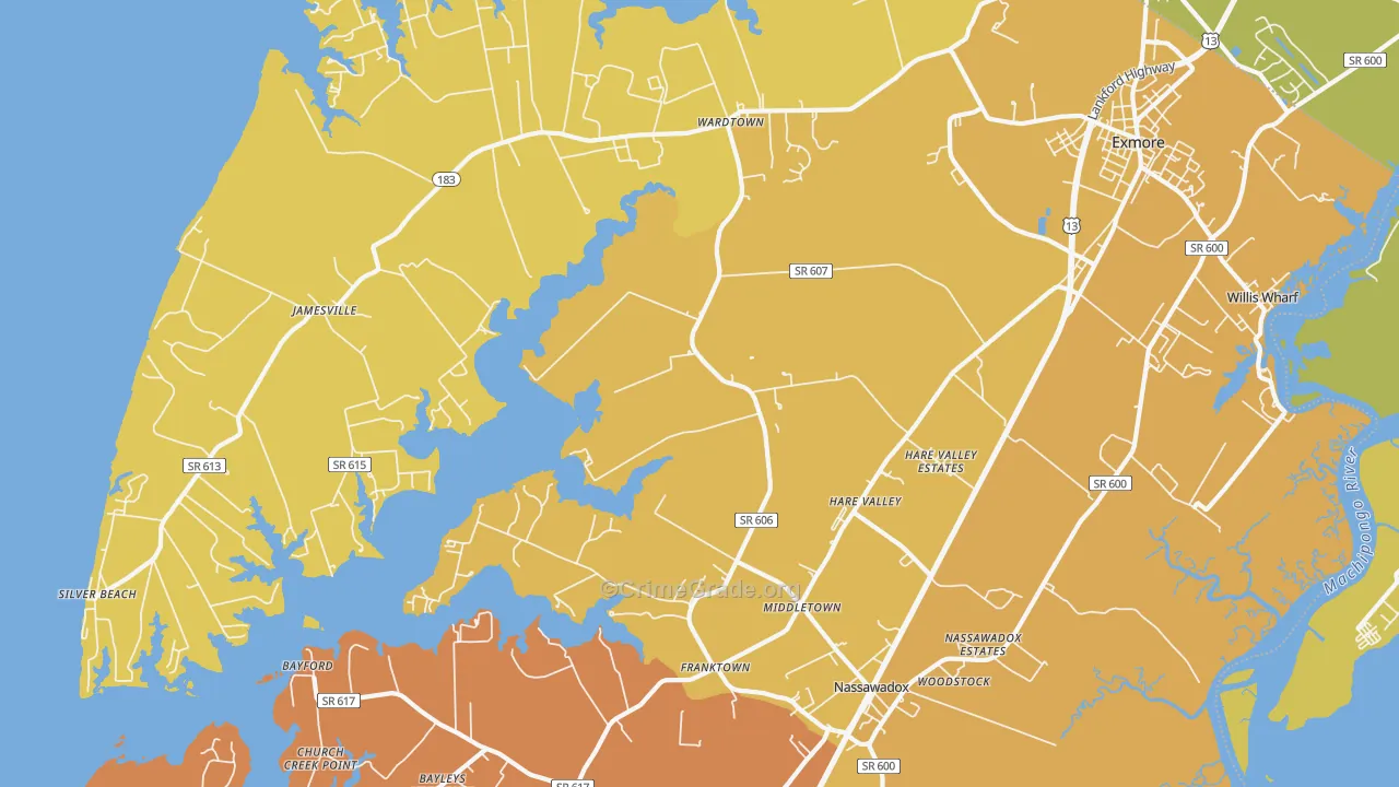 Hare Valley, VA Map of Vehicle Theft Rates