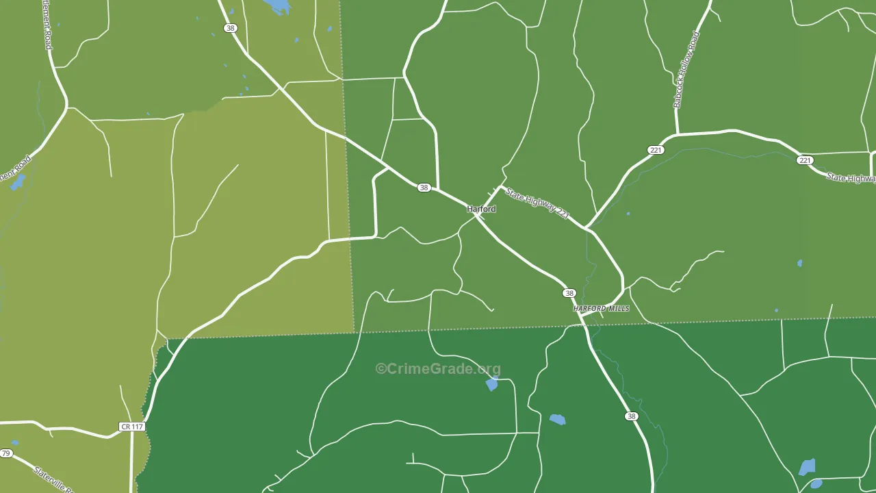 Harford, NY Map of Vehicle Theft Rates