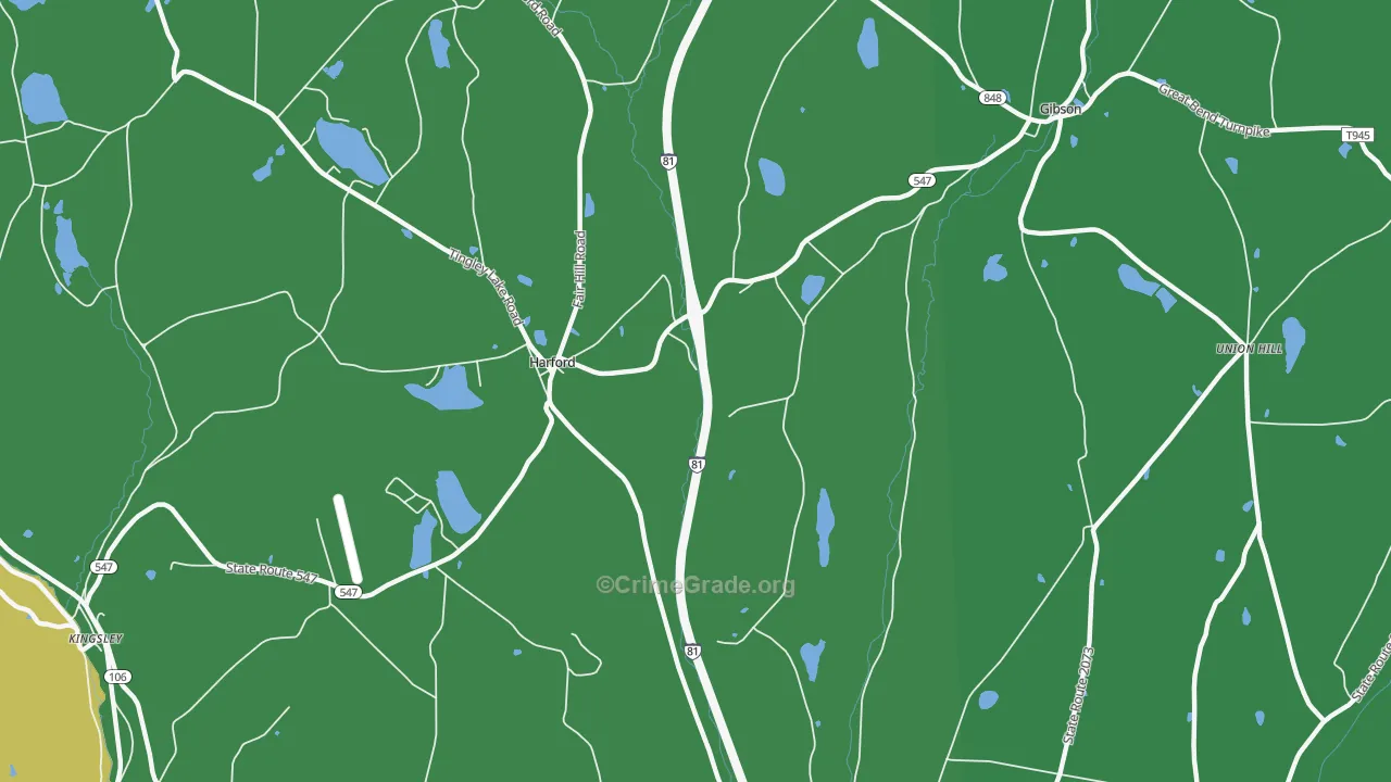 Harford, PA Map of Vehicle Theft Rates