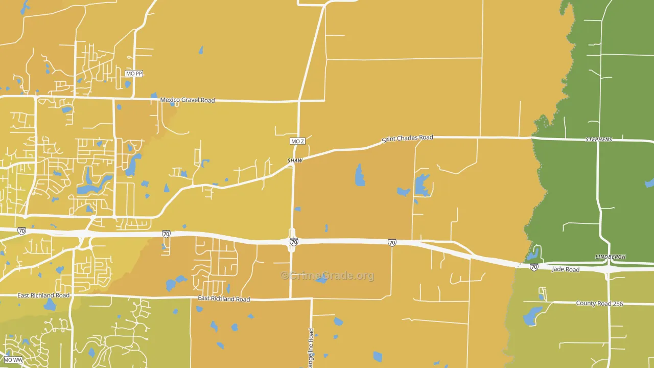 Harg, MO Map of Vehicle Theft Rates