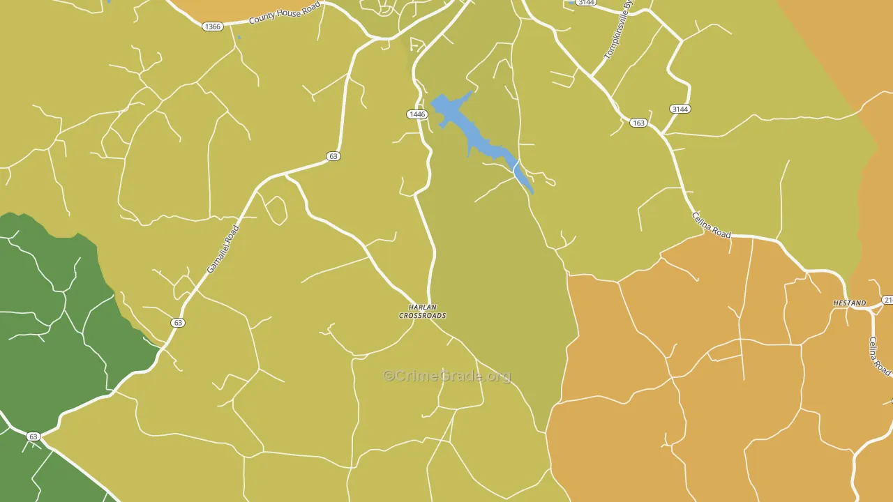 Harlan Crossroads, KY Map of Vehicle Theft Rates