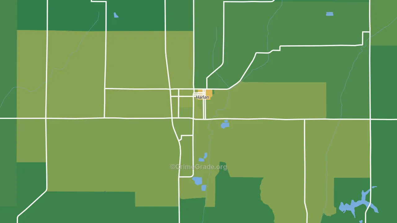 Harlan, IA Map of Vehicle Theft Rates