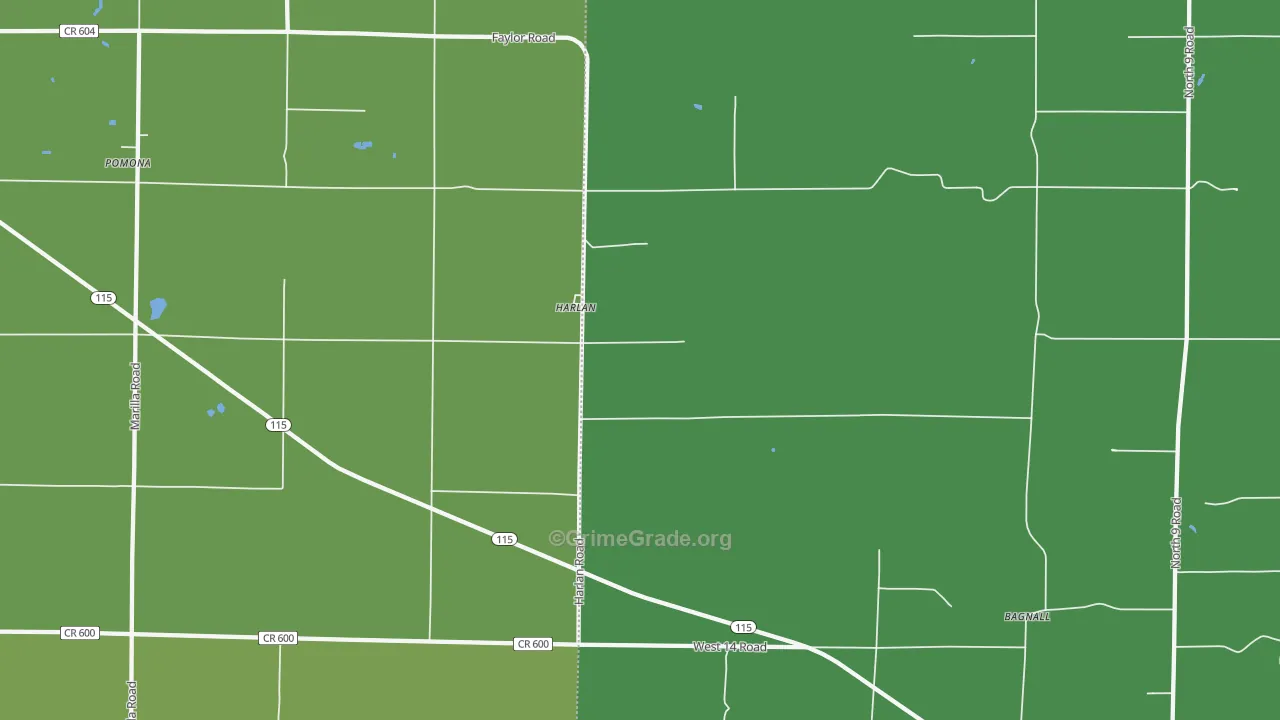 Harlan, MI Map of Vehicle Theft Rates